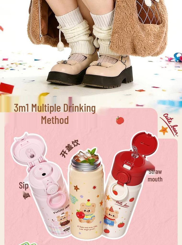 High-Value Large Capacity Cartoon Stainless Steel Thermos Cup: Portable & Durable Design