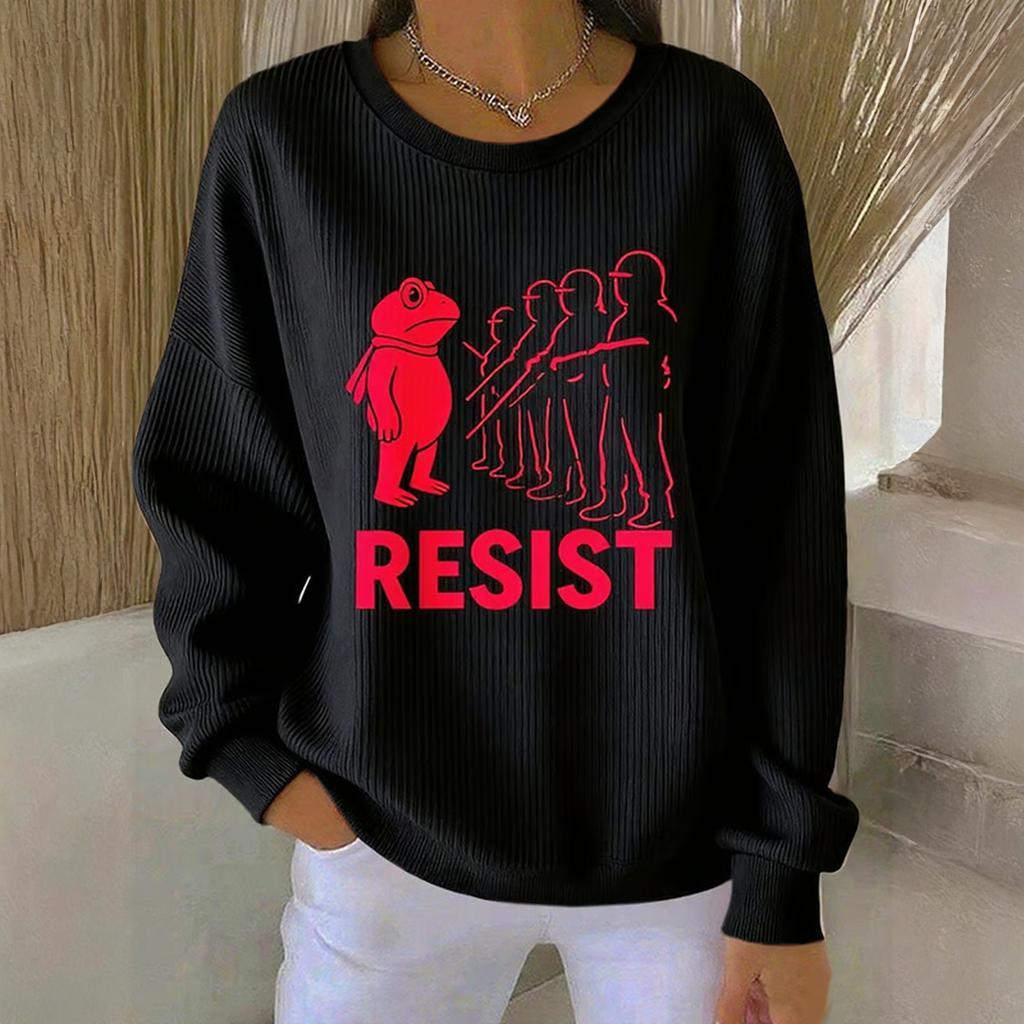 Women's Loose Comfortable Casual And Fashionable Round Neck Pattern Long Sleeved Sweatshirt