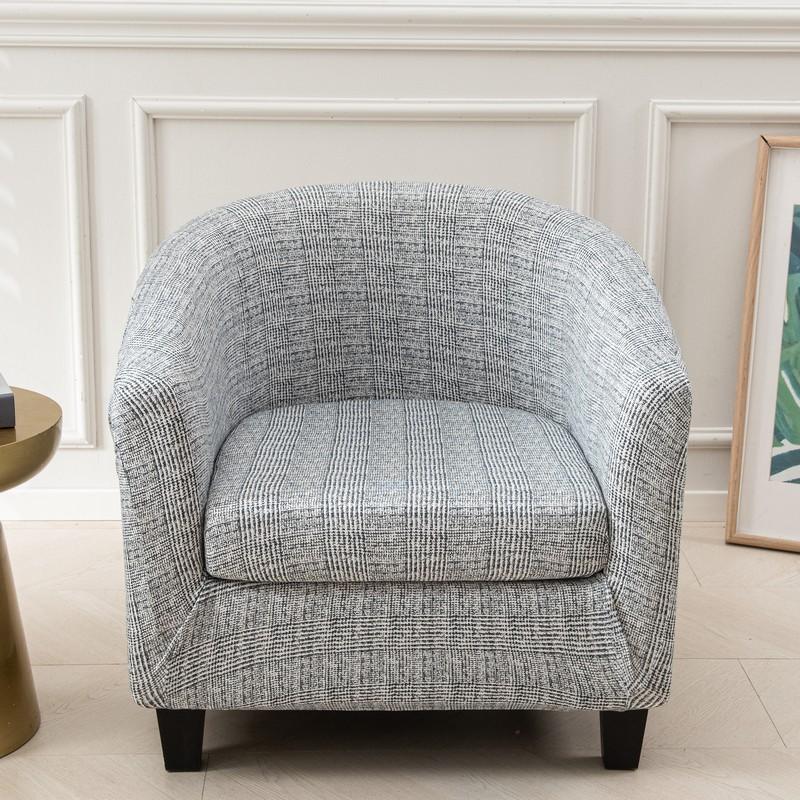 Club Chair Slipcover 2 Piece Stretch Printed Round Barrel Chair Covers Removable Tub Chair Slipcover With Elastic Bottom