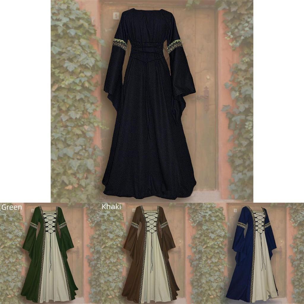 Vintage Gothic Renaissance Dress With Long Sleeves For Women's Cosplay Costume