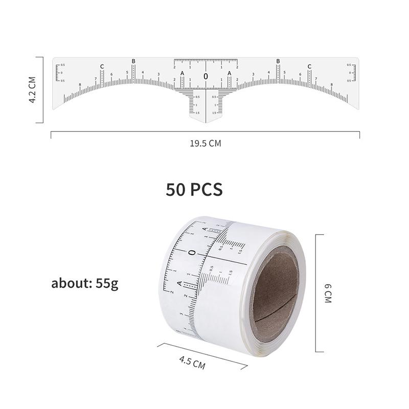 10/20/50 Stück Einweg-Augenbrauenlineal Selbstklebender Aufkleber Microblading Tattoo Positionsmarkierung Schablonen Professionelles Make-up-Werkzeug