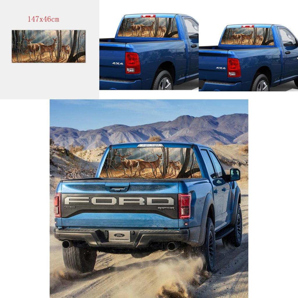 Hochwertiger Hirsch Wildtierszene Heckscheiben Grafikaufkleber für LKW SUV Van Auto