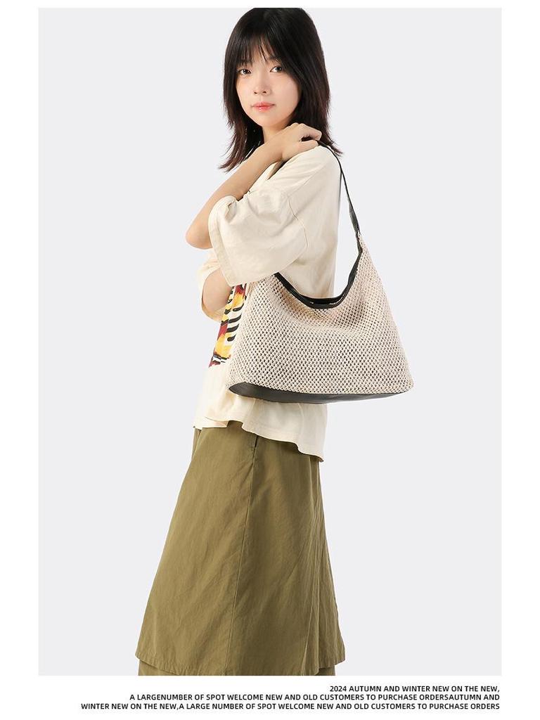 Korean Cross-border Woven Straw Tote: Large Capacity Beach & Shoulder Bag for Women