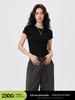 Spicy Girl Women's Slim-Fit Short-Sleeved Round Neck T-Shirt for Petite, Solid Color, Versatile