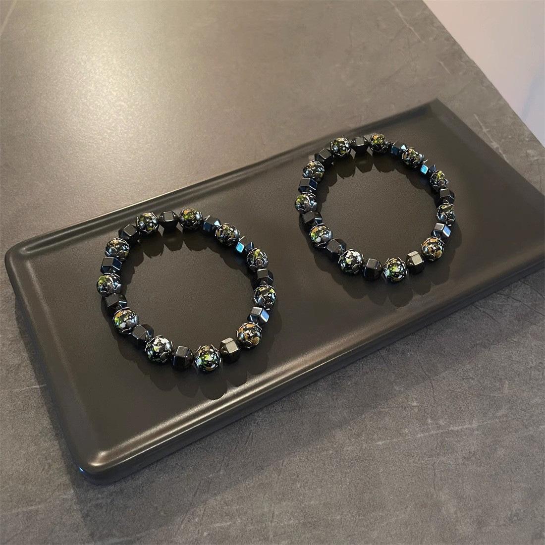 Irregular Hematite Spliced Bracelet Unisex Hip Hop Niche Design Fashion Accessory 1pc
