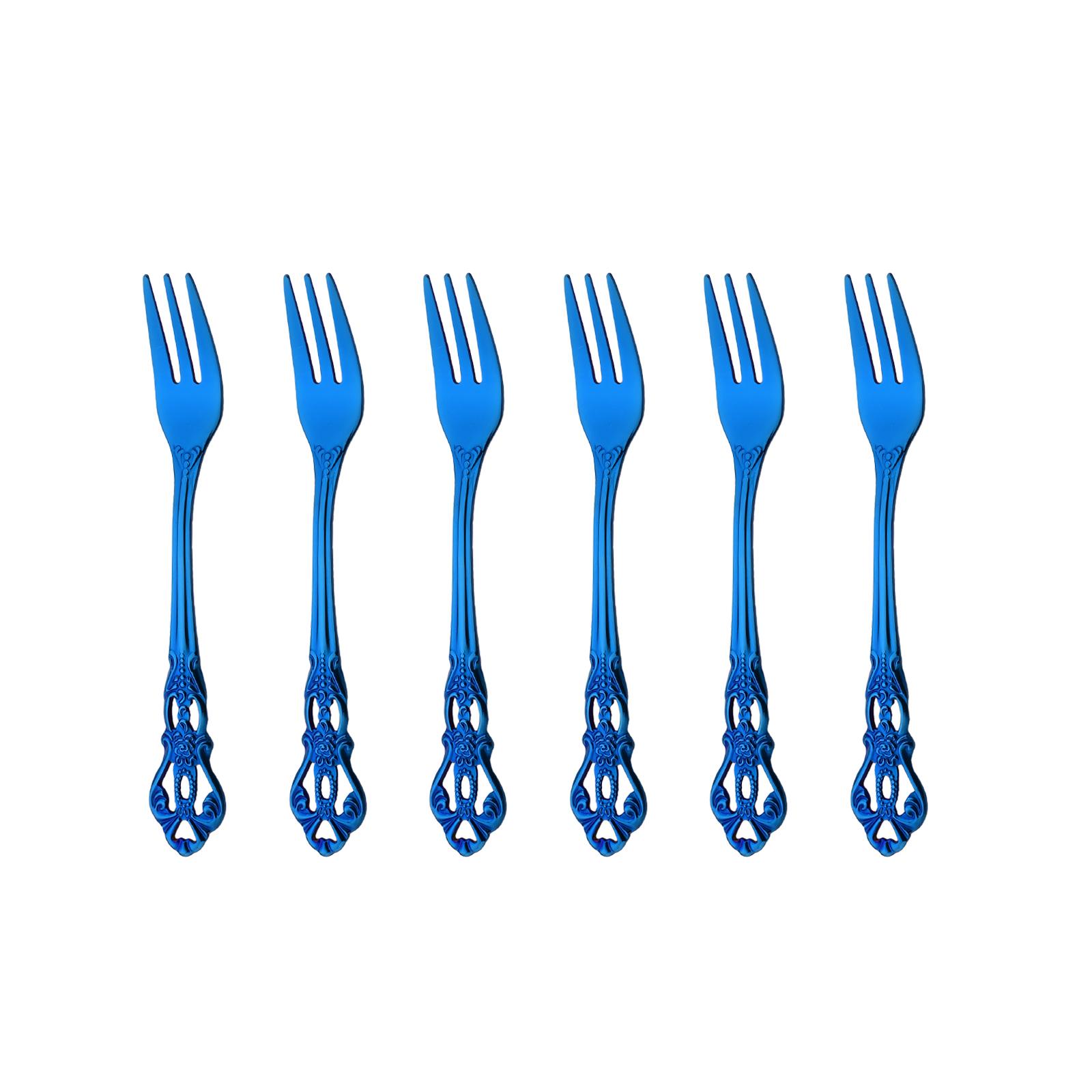 

6/8/32 шт. блестящий синий набор посуды, зеркально полированная посуда из нержавеющей стали, набор столовых приборов, ножи, вилки, ложки, набор столовых приборов 6pcs cake fork
