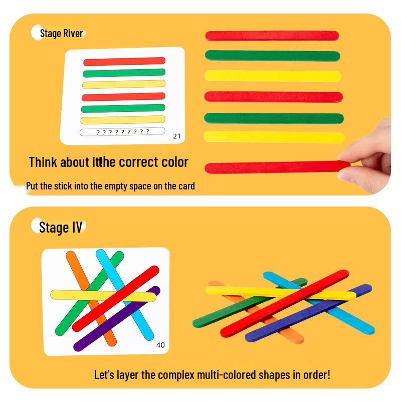 Children's Wooden Rainbow Counting Sticks Puzzle: Early Math & Educational Toy for Toddlers and Elementary Students.