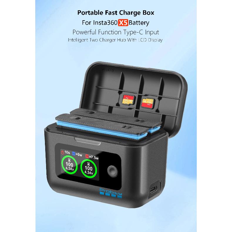 For Insta360 X5 Battery 2850mAh And LCD Dual ChannelFast Charger Hub Power Accessories For Insta 360 ONE X 5 Action Camera