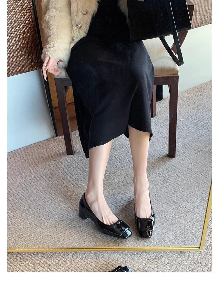 Grape Mom Studiolee~ Elegant Chunky Heel Square Toe Shoes for Spring