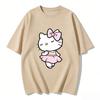 2026 Summer New Arrival Kawaii Hello Kitty Ballerina Print Couple T Shirts Casual Loose Family Matching Outfits Parentchild Tee