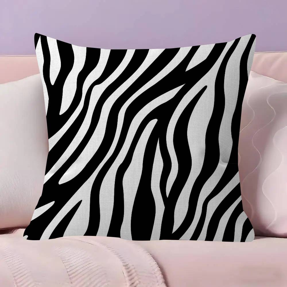 Abstract Line Black And White Zebra Cushion Cover Car Throw Pillow Case For Sofa Car Christmas Gift