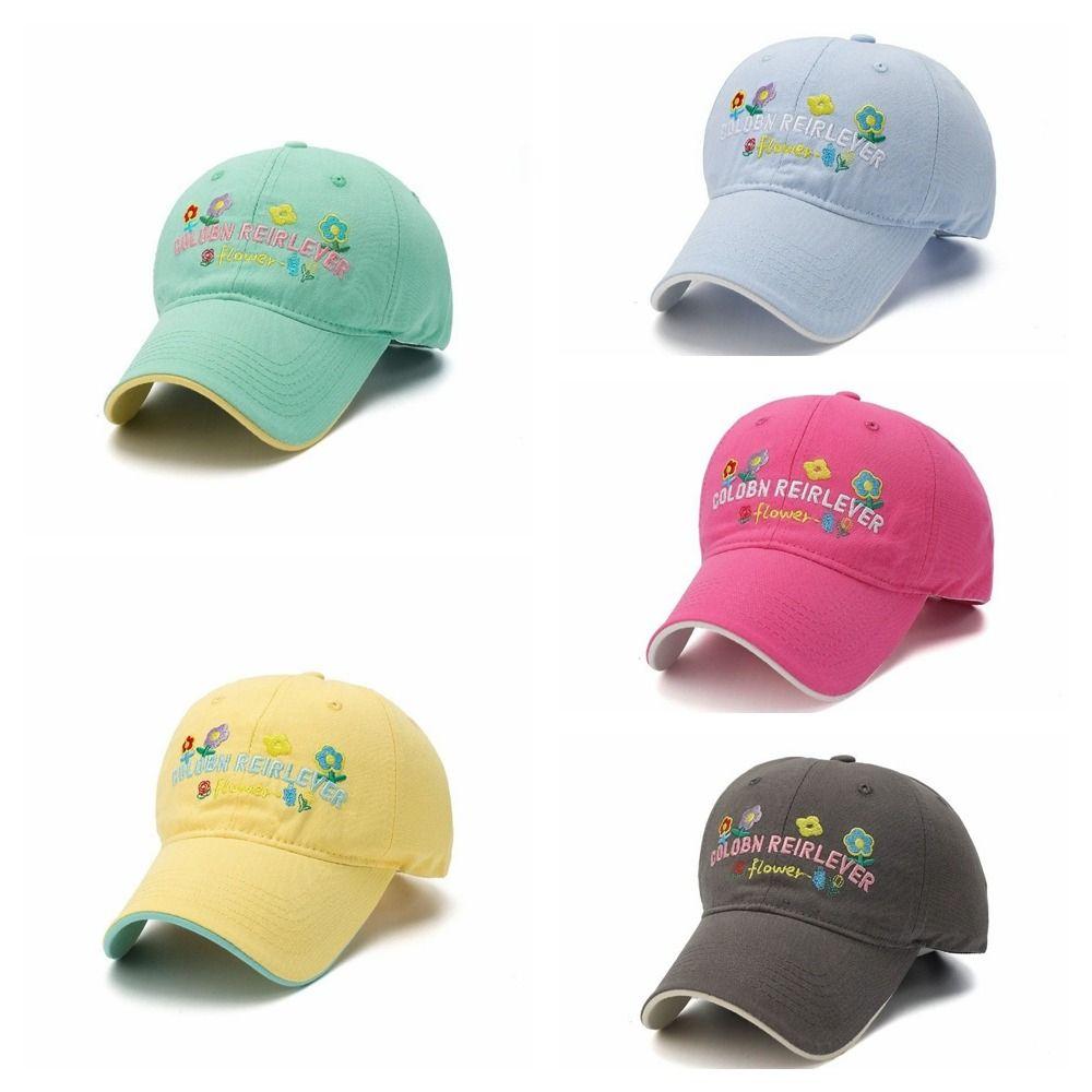 Korean-Style Flower Baseball Cap Letters Embroidered Peaked Cap Leisure Sun Hat  Outdoor