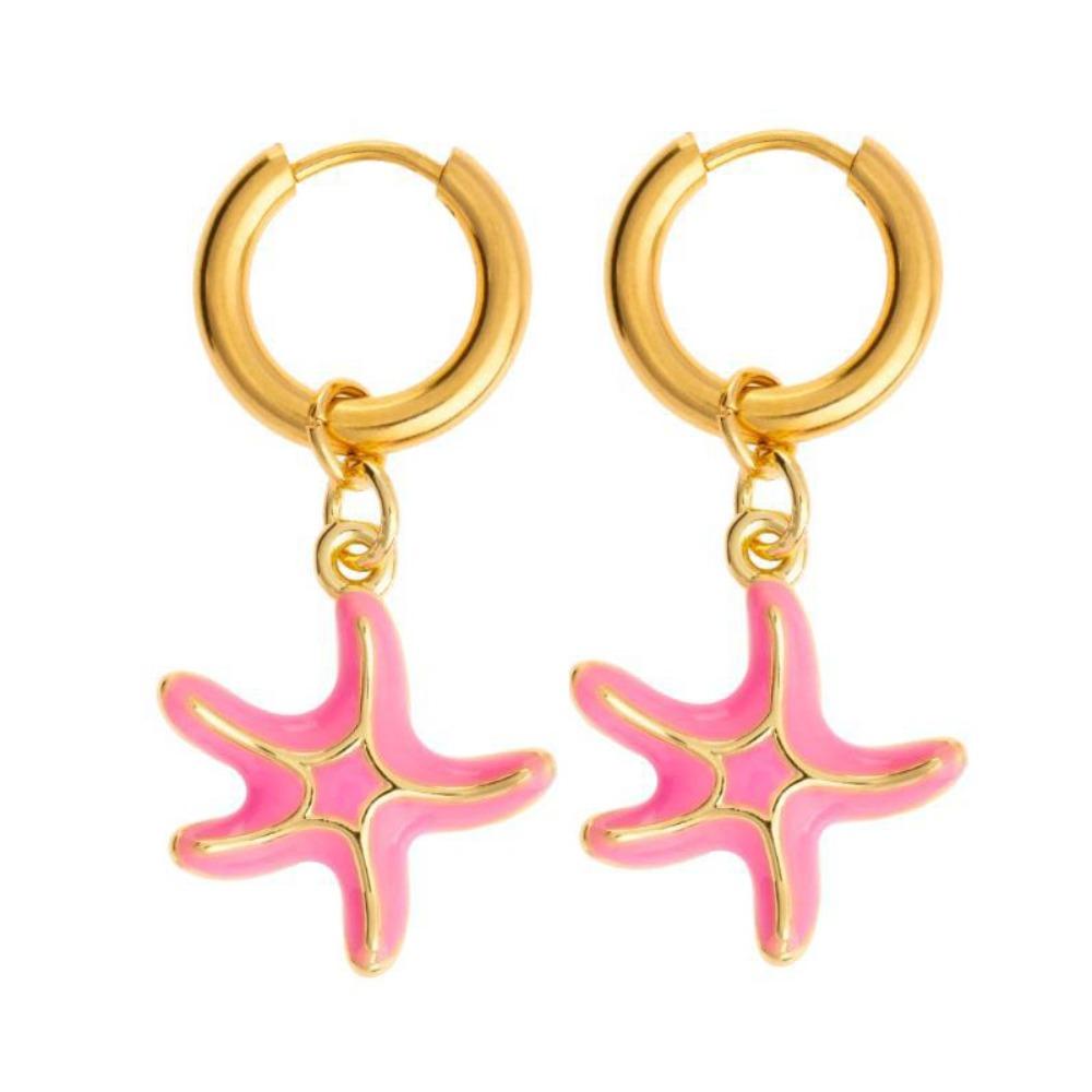 Starfish Charms Ear Buckle Lip Hoop Earrings Simple Enamel Fish Earrings  Party