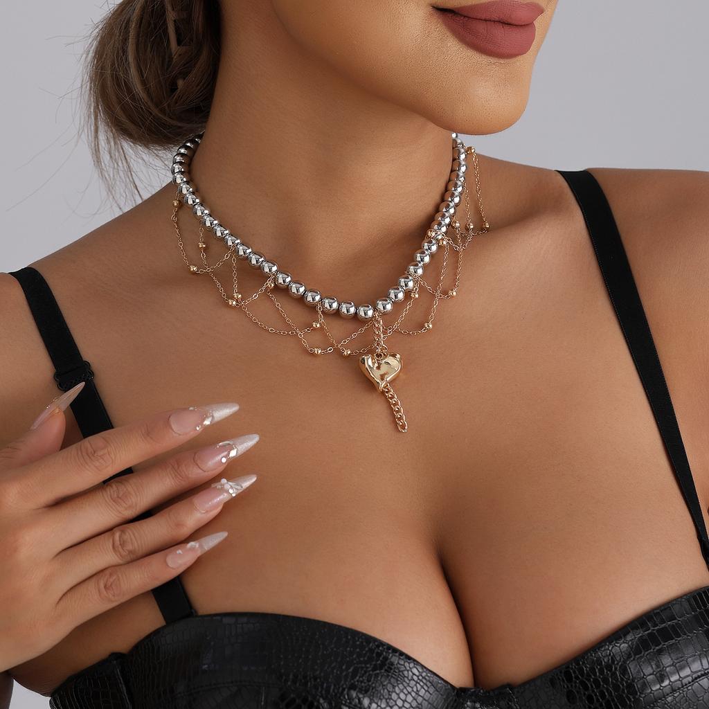 Light Luxury High Sense Ins Cold Wind Love Fringed Beaded Necklace Set Y1k Collarbone Chain