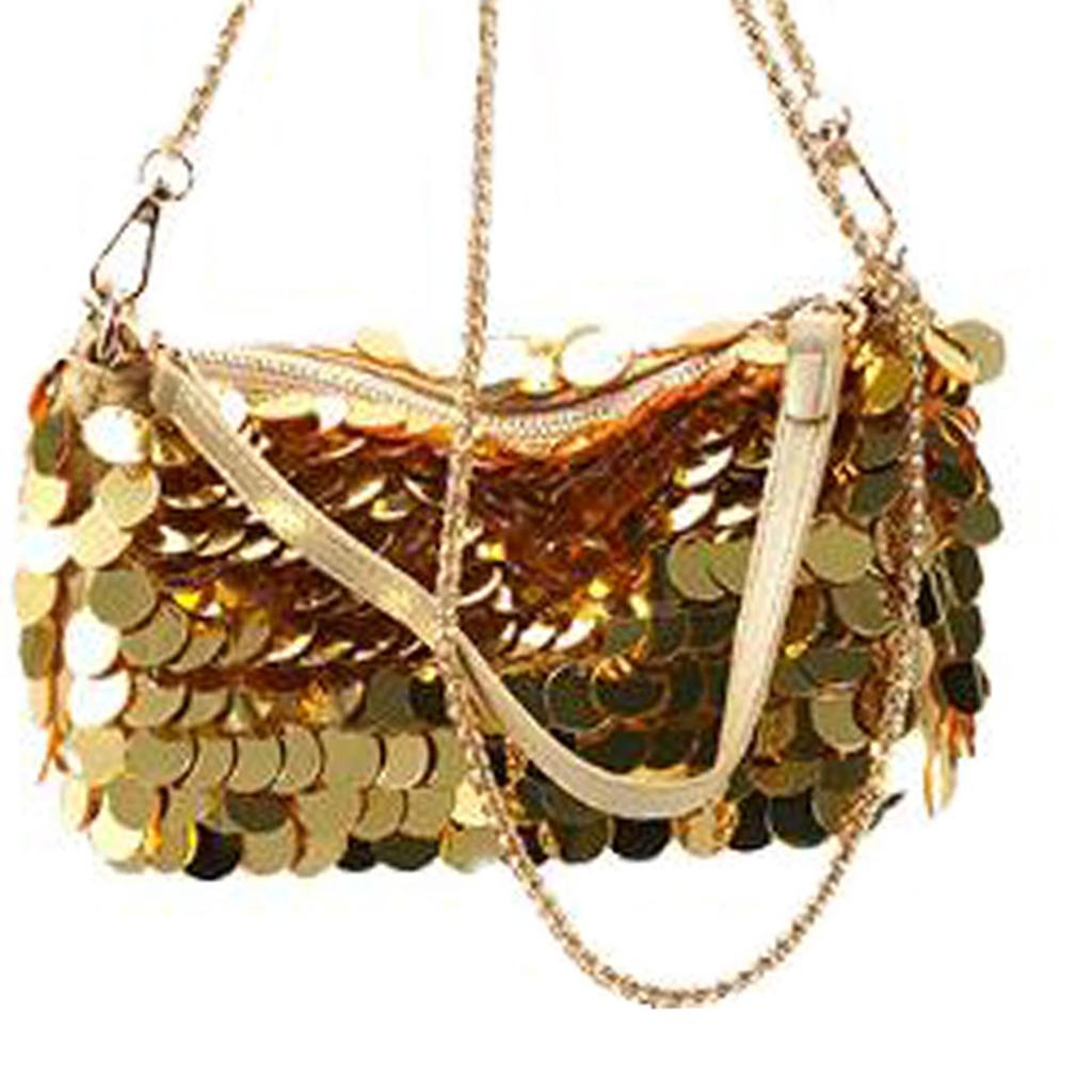 Elegant Sequined Handbag with Chain - Stylish Shoulder Purse for Special Events
