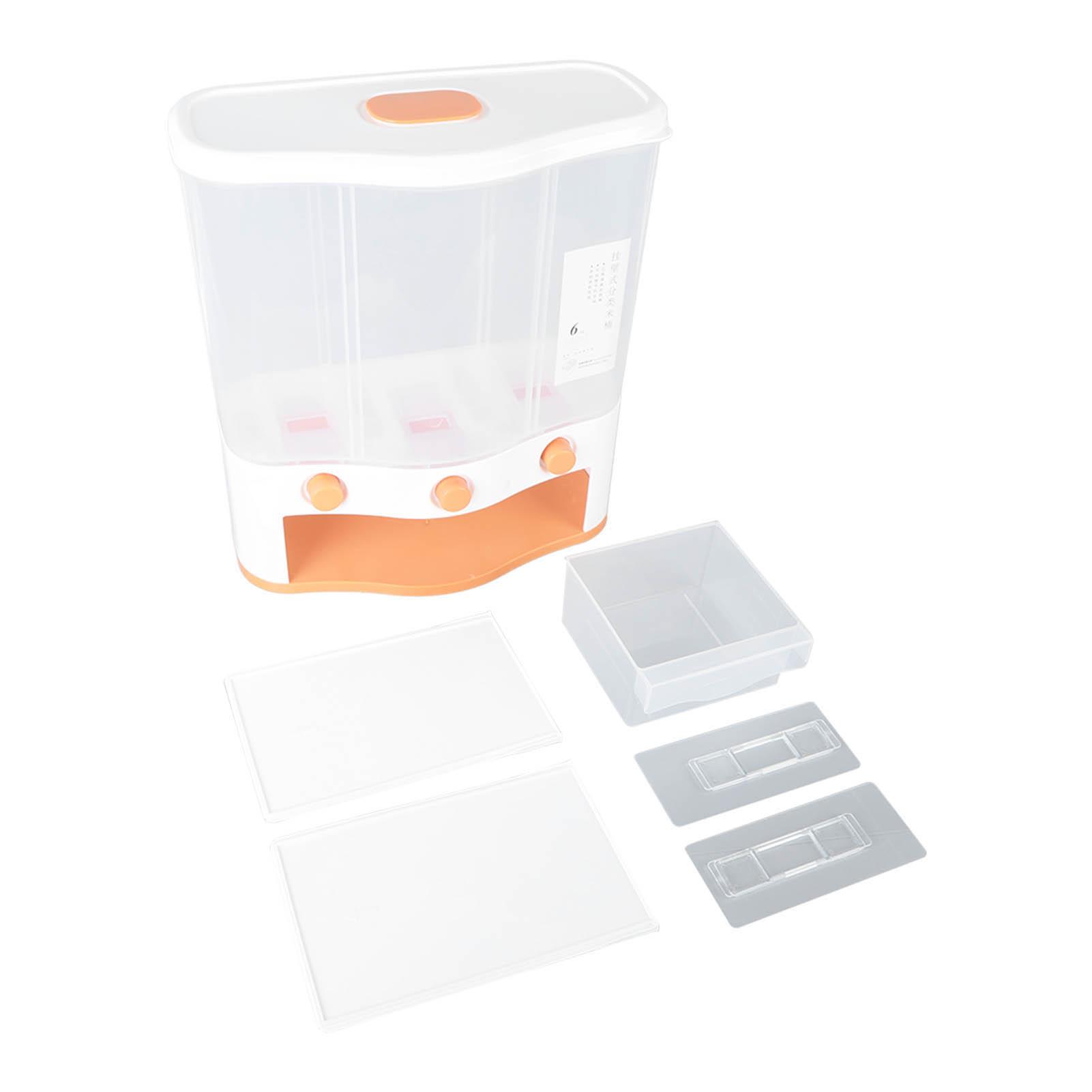 

3 Grid Grain Dispenser Box 6L Large Capacity Transparent Window Rice and Grain Storage Container L