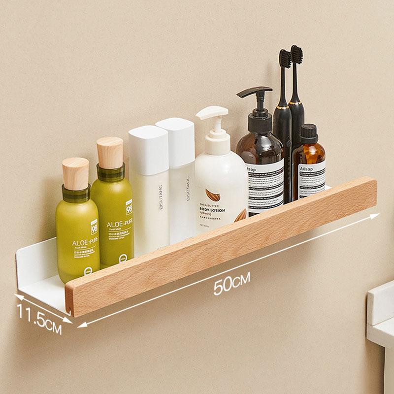 Wood Bathroom Shelving Wall Mounted Toilet Storage Holder Shampoo Shower Storage Rack Aluminum Kitchen Storage Rack White/Black