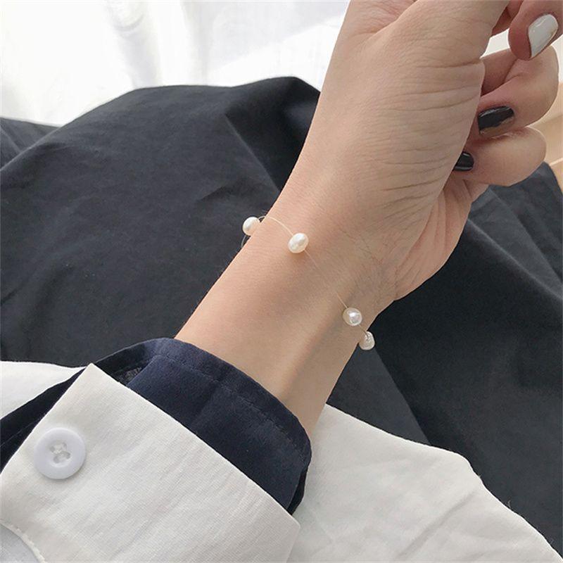 

Pull-in Natural Pearl Fishing Line Female Chocker Ornament Bracelet sterling silver tail chain]