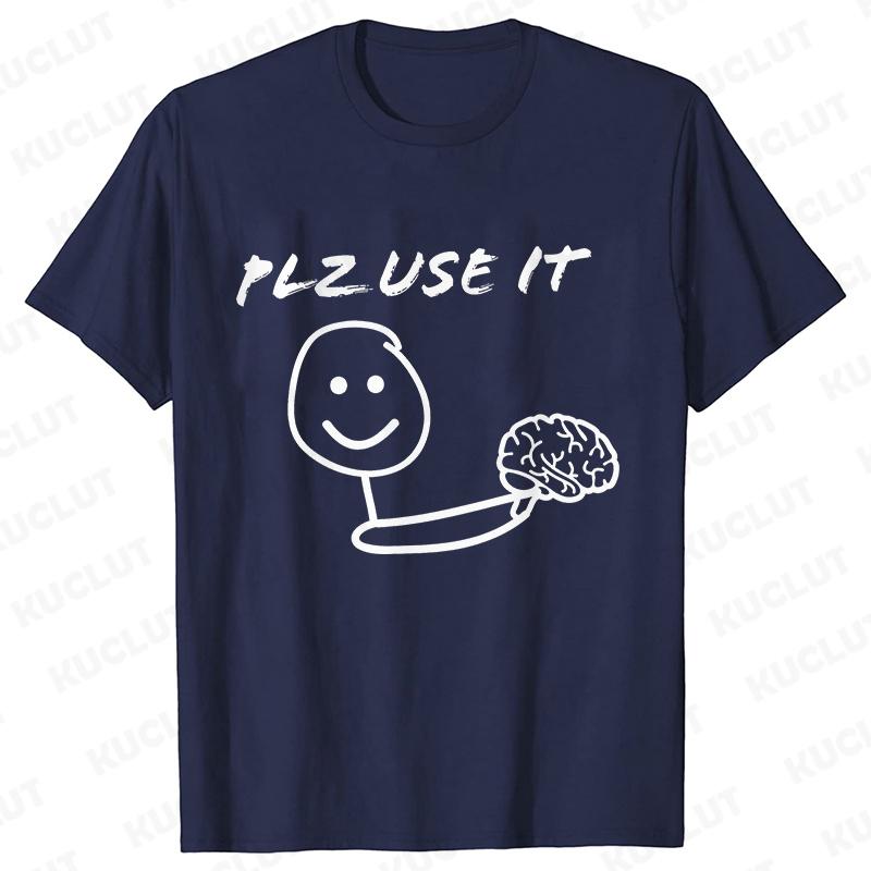 Funny Brain Graphic T-shirts for Women Plz Use It Brain Tops Short Sleeve Tees Harajuku Hip Hop Ulzzang Tshirts Female Clothing
