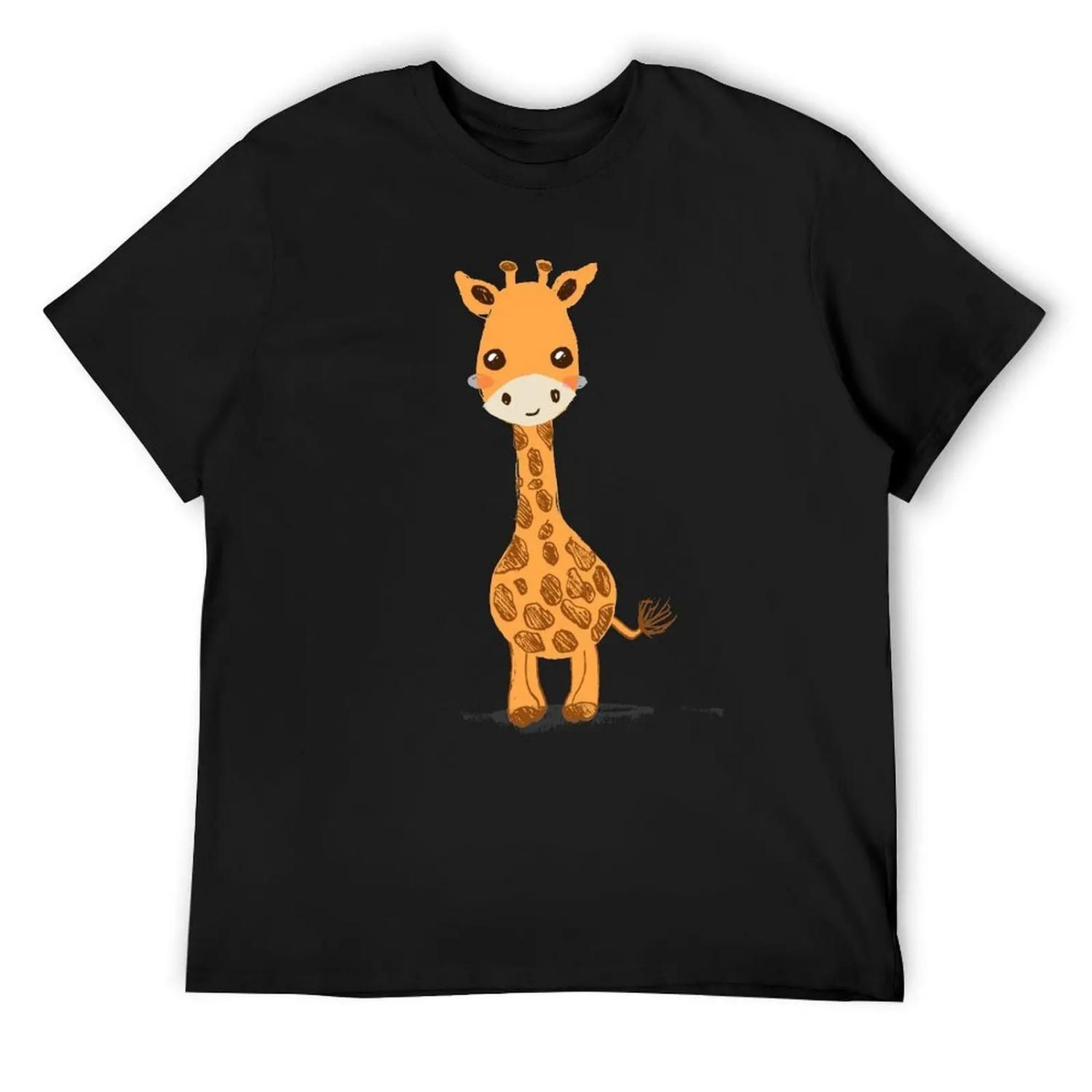 Hand drawn cute giraffe T-Shirt designer shirts quick drying hippie clothes Men s t shirts S