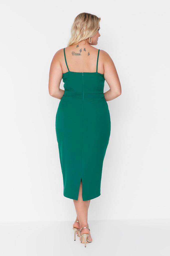 Women's Style Plus Size Black Fitted Asymmetrical Cut Woven Dress