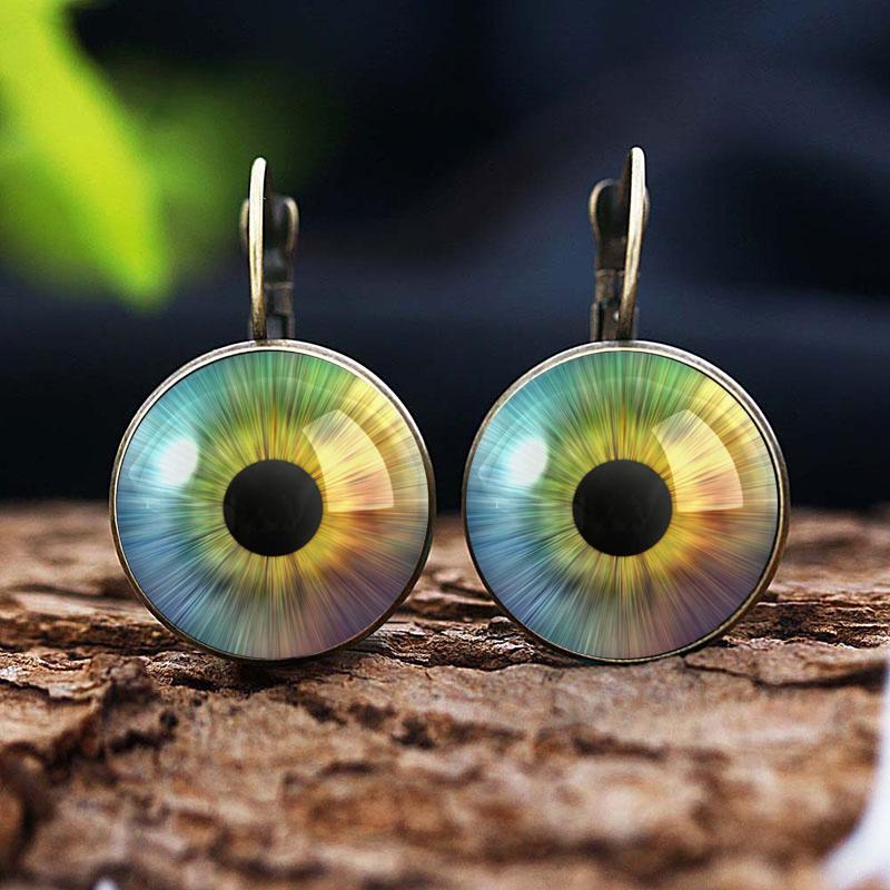 Helle Farbe Glas Cabochon Evil Eye Ohrstecker Modeschmuck Trendy Tier Auge Frauen Charms Französisch Ohrring