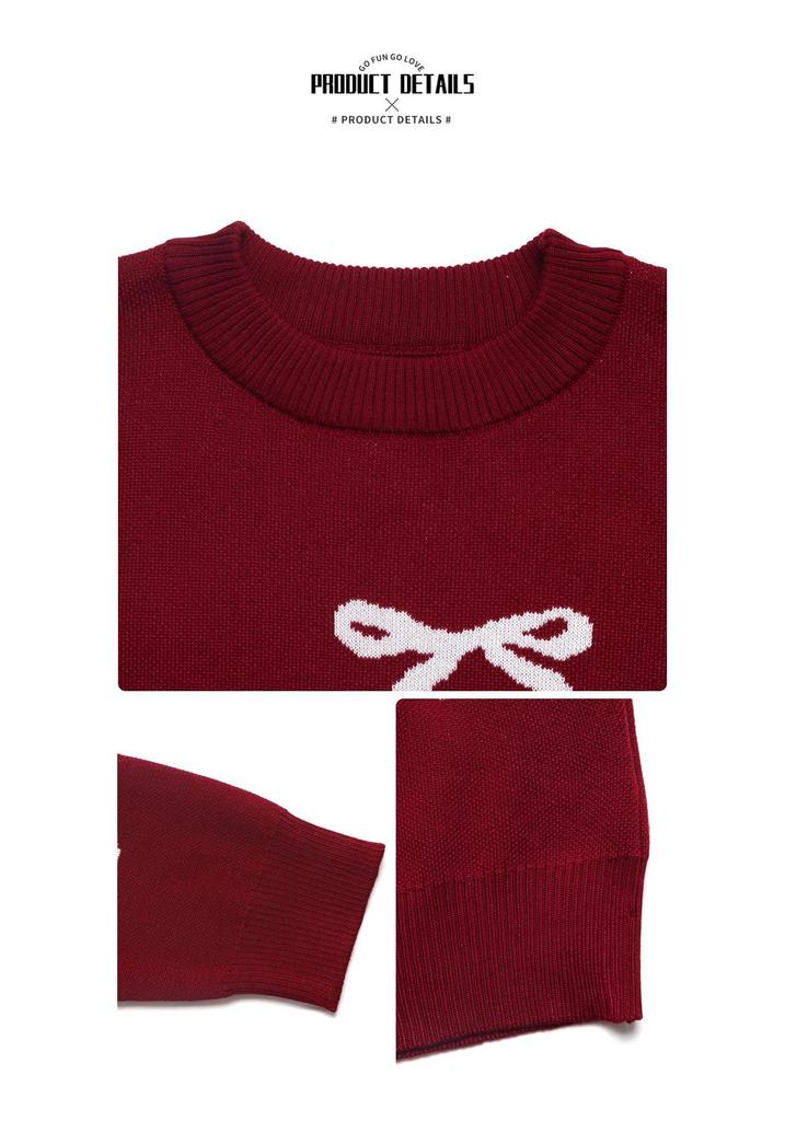 2025 New Sweet Style Bow Jacquard Autumn/Winter Sweater