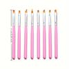 8 Pcs Oblique Gradient Smudge Nail Flower Drawing Sawtooth Pen Multifunctional Mix Shape Petal Painting Gel Nail Art Brush