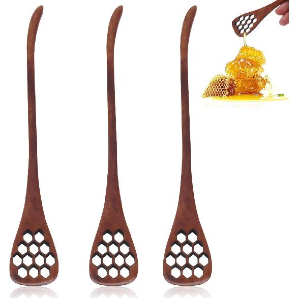 Wood Honey Drizzler 3PCS, Honey Dipper Sticks Wooden Honey Comb Honey Stick Small Honey Dipper Spoon Syrup Dippers for Honey Jar Dispense Drizzle