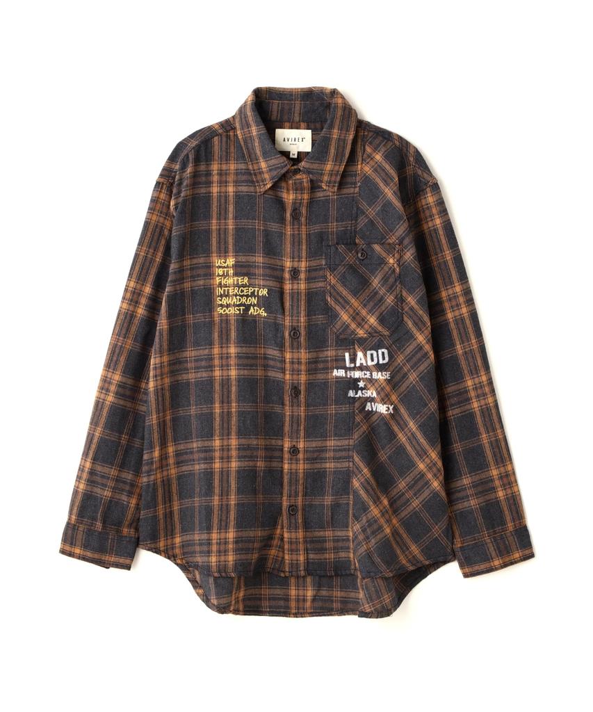 AVIREX CHEMICAL WASH CHECK SHIRT S 150 orange 783-4220601