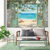 1pc, 2D flat, sea view window beach theme background - for photography background, home decoration, summer decoration, wsj