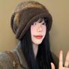 Korean Sweet and Cool Versatile Thickened Bow Pile Hat Autumn and Winter Casual Windproof Warm Wool Hat Big Head Cold Hat