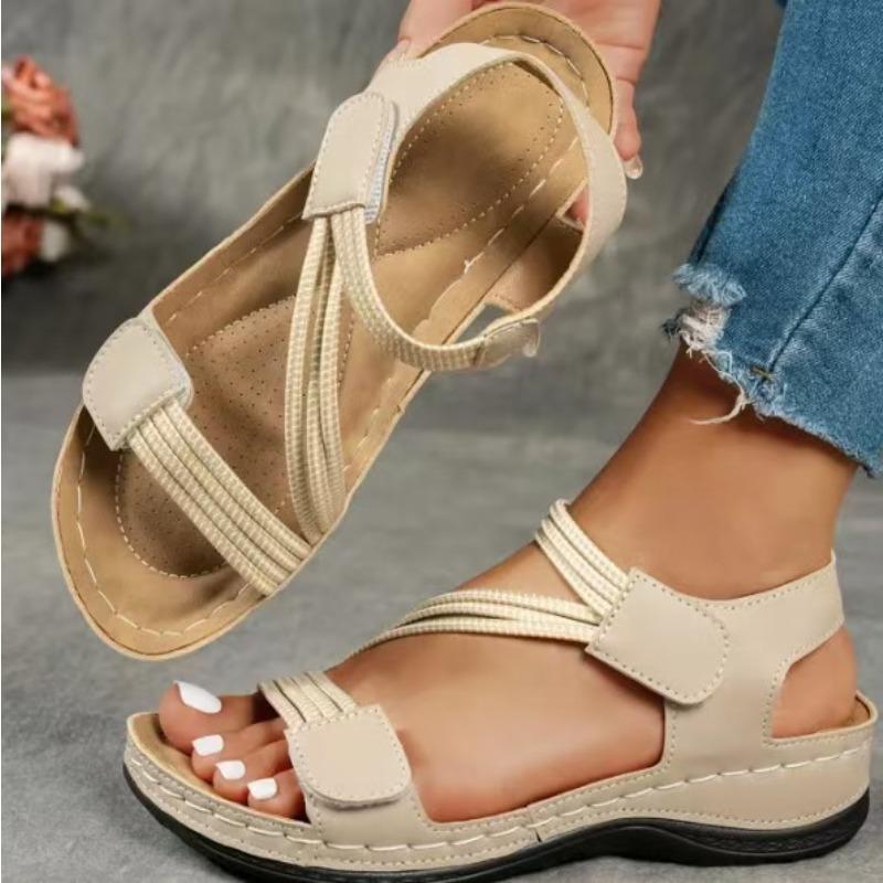 New Thick-soled Velcro Flip-flops for Women, Suitable for Intense Exercise, Large Size Beach Shoes
