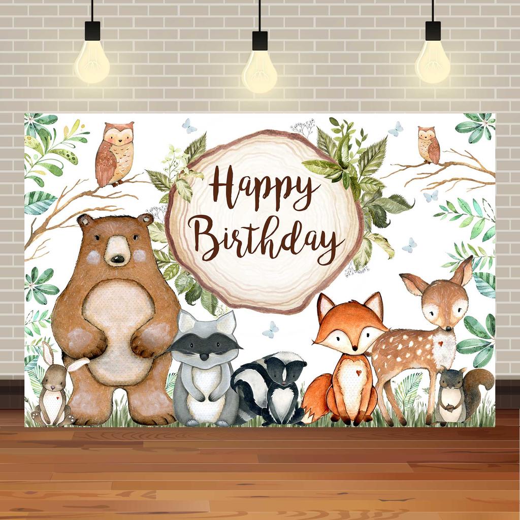 Safari Wild One Birthday Photography Backdrop Jungle Animals 1st Birthday Party Newborn Baby Room Wall Gifts Custom Background