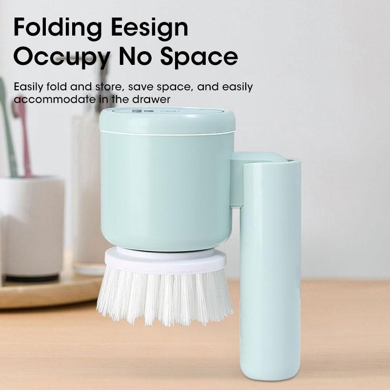 Cordless electric rotary scrubber with 5 replaceable brush heads, rechargeable bathroom and kitchen tile cleaning brush