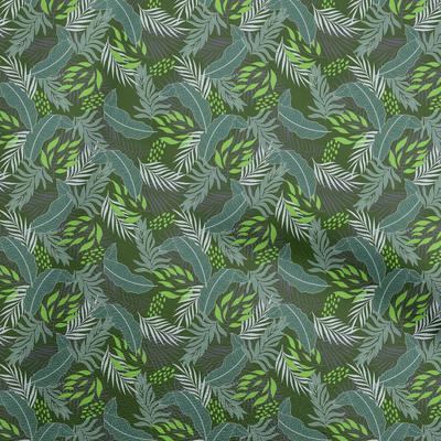 Βαμβακερό Flex Σκούρο Πράσινο Ύφασμα Τροπικό Φύλλο Υλικό Ραπτικής Εκτυπωμένο Ύφασμα Με το Μέτρο 40 Ίντσες