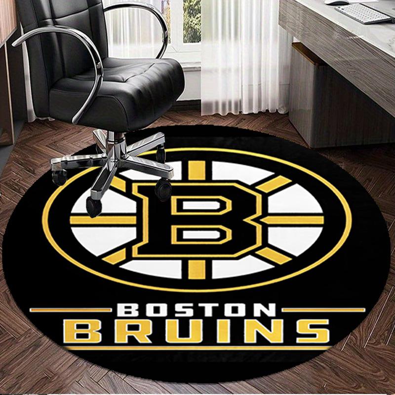 1PC Bruins Emblem hockey Round Rug, Non-slip Chair Mat, Home Decor, Circle Carpet Perfect for Office, Bedroom, Living Room,Christmas gift