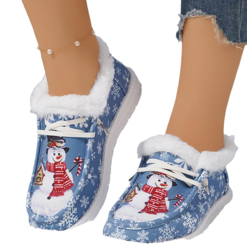 Fashion Winter Warm Snow Boots for Women Christmas Present Short Plush Winter Boots Woman Fashion Lace Up Shoes for Women Women Boots