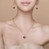 2Pcs/Set Women Jewelry Set Valentine Day Shining Heart Shaped Faux Crystal Necklace Hook Earrings Set