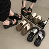 Thick-bottomed set of toe cool slippers for women to wear 2025 summer new simple fashion versatile casual beach cool slippers for women