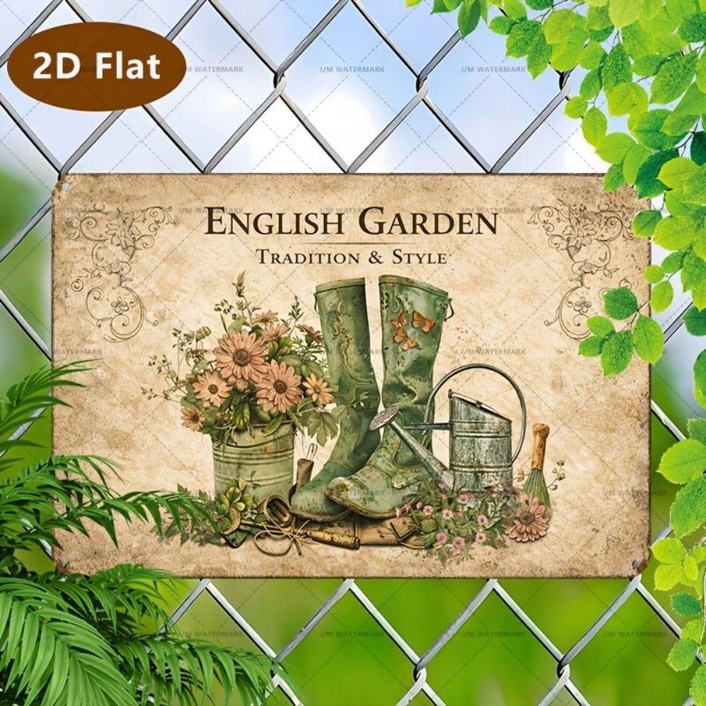 Vintage Metal Wall Poster – Floral Garden Decor, 20x30cm