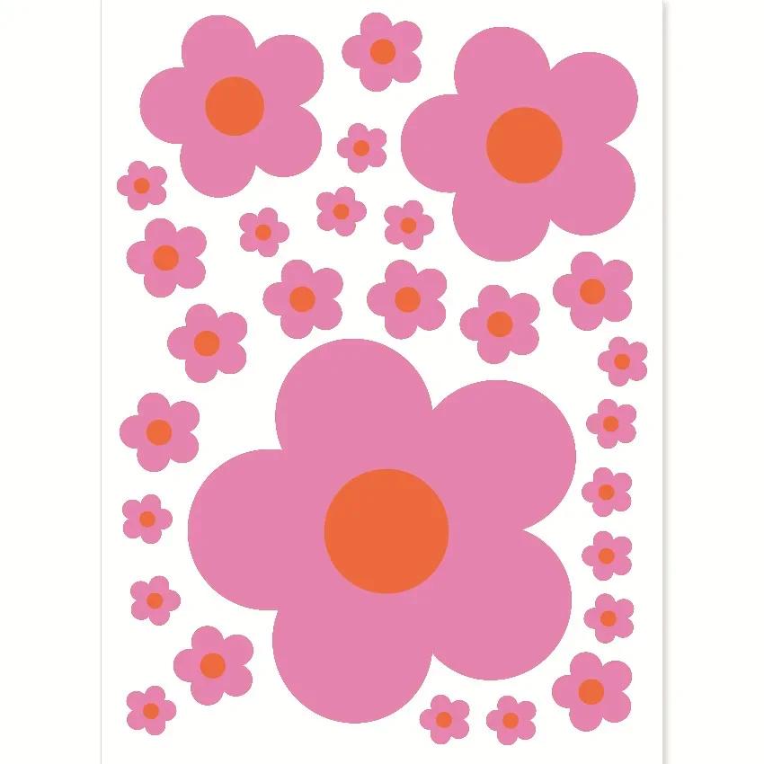 Colorful Flower Wall Sticker for Car Glass Baby Room Wall Decals Living Room Children Home Decor Bedroom Decoration 1Pcs Cartoon