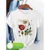 European Size Elegant Art Floral Print Women's Short Sleeve T-Shirt