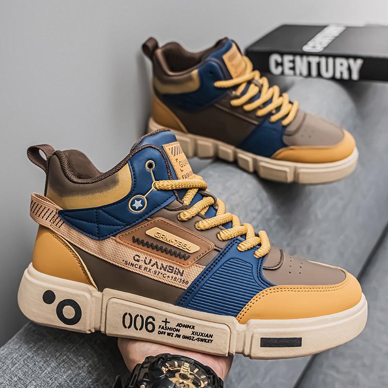 High-top men's shoes winter 2024 new niche trendy sports board shoes youth Korean version versatile medium-top casual shoes