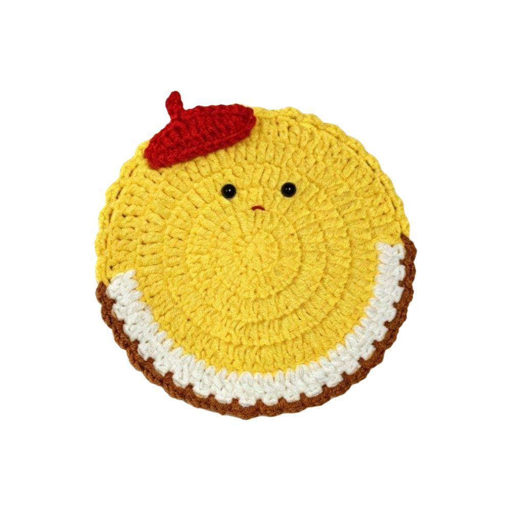 Handmade Crochet Craft Crochet Animal Coaster Non-slip Base Animal Shape Design Knitted Drink Coaster Creative Cartoon Style