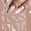 1pc Matte Finish White Lace Flower Nail Art Stickers, Rectangle Embossed French Nail Decals with Embroidered Effect