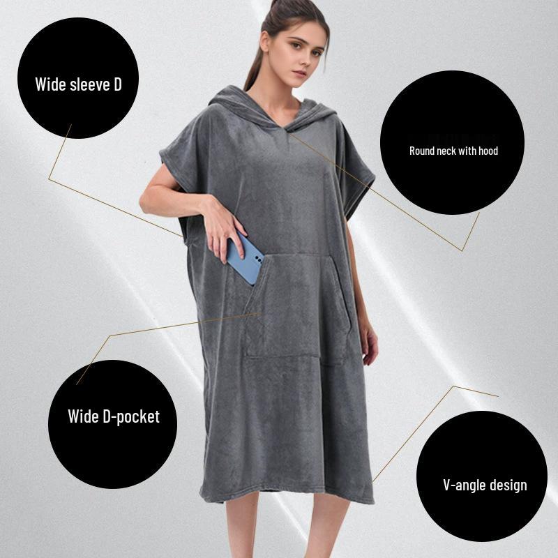 Multifunctional Quick-Dry Poncho Bathrobe: Absorbent Towel for Yoga, Running, Surfing, and Sports