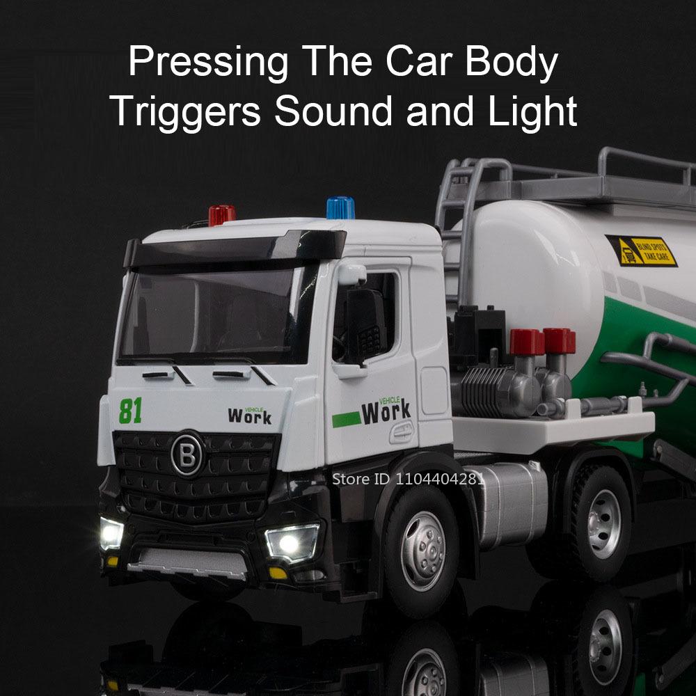 1:18 Extended Dust Transport Vehicles Rescue Car Model Diecast Alloy Toys Doors Opened With Sound Light Truck Children's Fun Toy