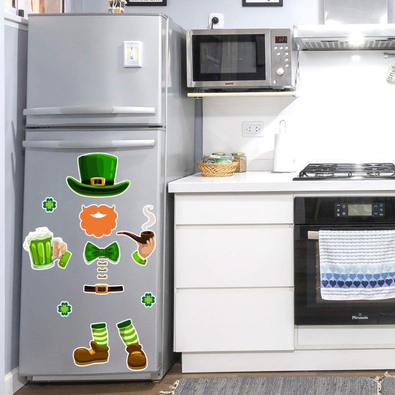 11pcs St. Patrick’s Day Fridge Magnets Set, Shamrock & Rainbow Decor for Refrigerator, Office, Metal Surface, Holiday Decor