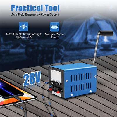Manual Hand Crank Generator 20W Emergency Power Portable Outdoor Charger for Phone Laptop Radio Camping Survival Kit